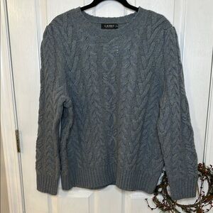 Ralph Lauren blue green  Cable Knit Crewneck Sweater